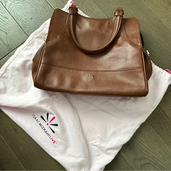 Isaac Mizrahi Brown Leather Satchel - Picture 2 of 7